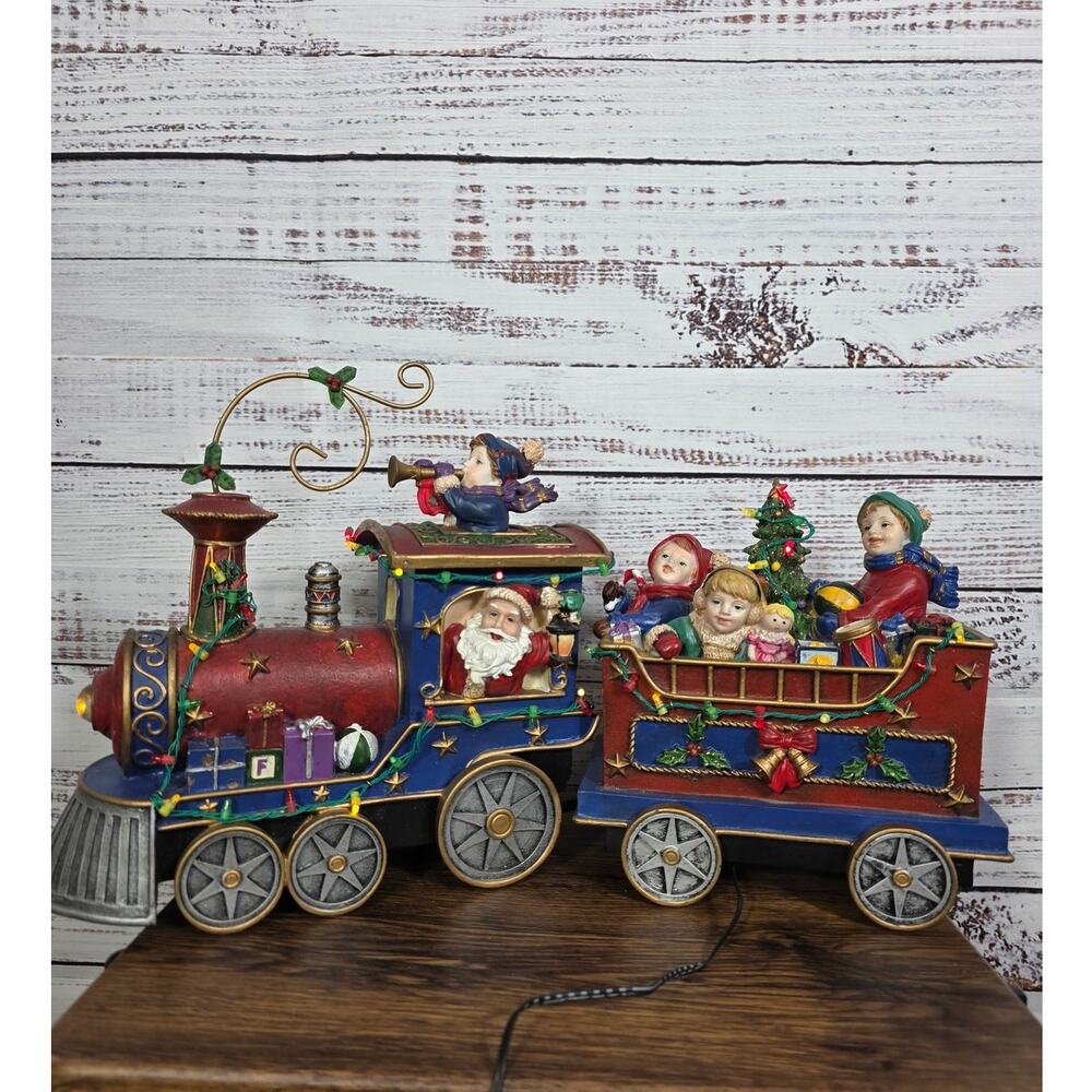 Vintage Santas Christmas Train with LED Lights Holiday Decor 20 inches Long